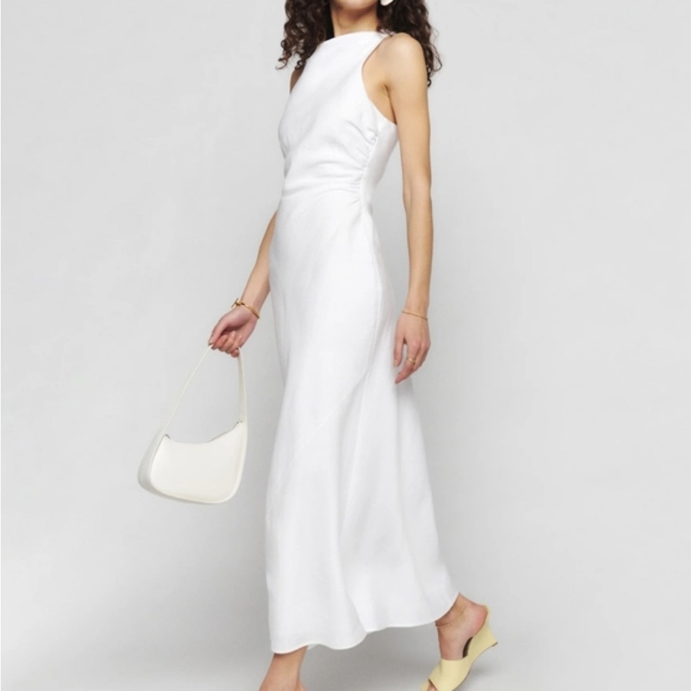 Reformation White Casette Linen Dress